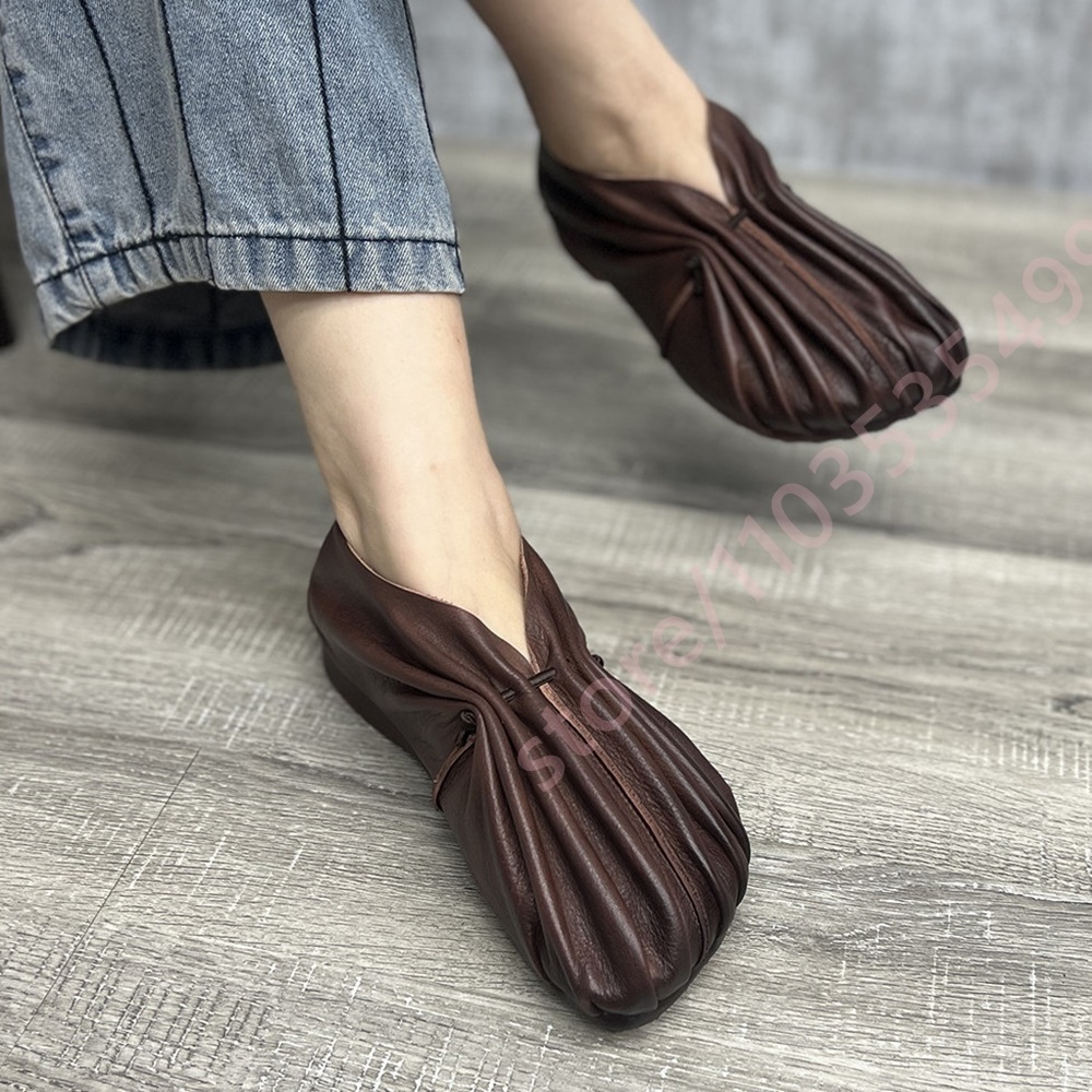Women Retro Pleated Soft Shoes - Mule Slip On review and price
