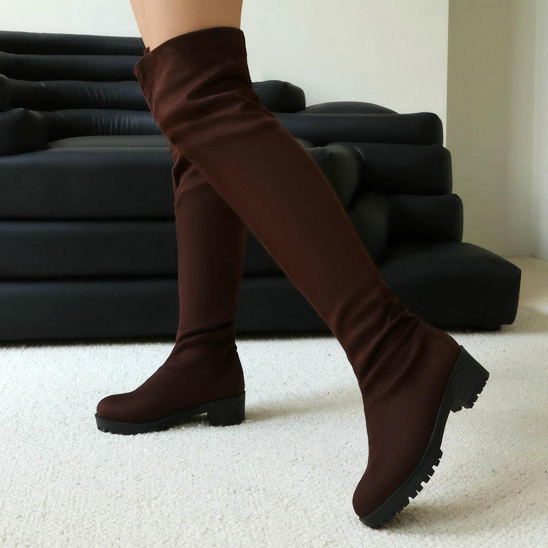 Faux Suede Leather Flock Slip- - Sock Boot Women review and price