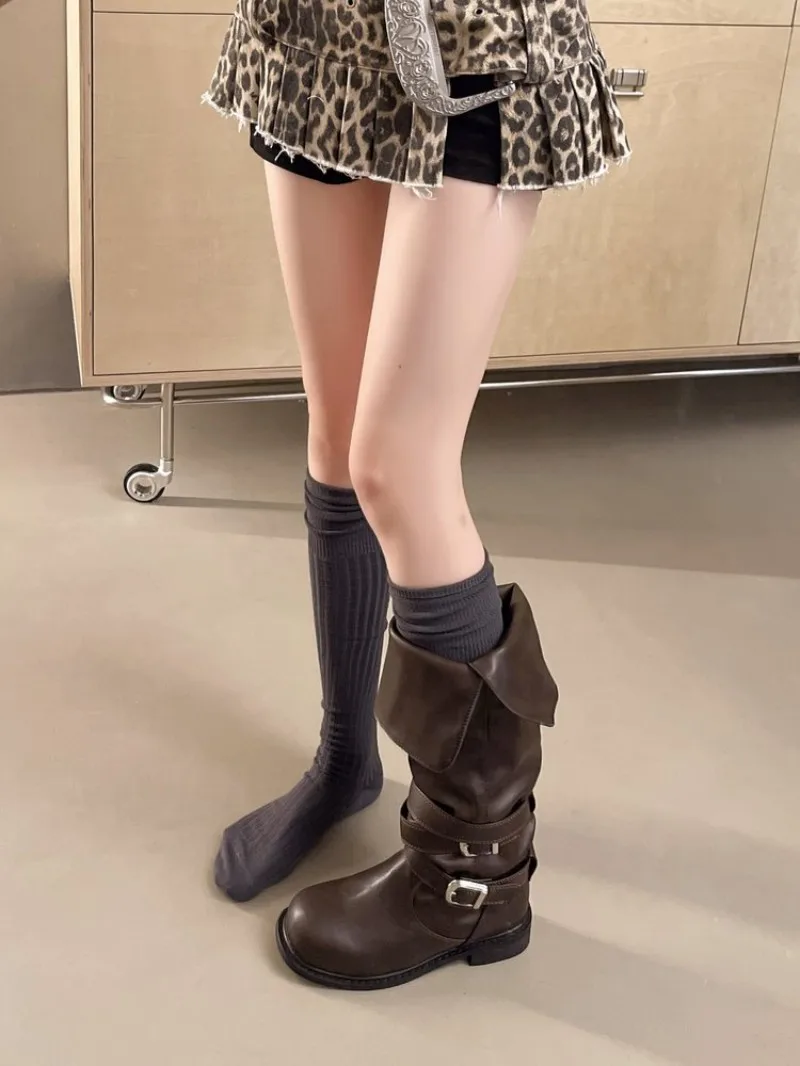 Women Round Toe Fold Over Knee - Knee High Boots Women review and price